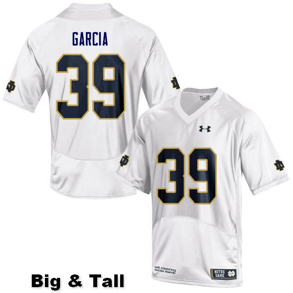 Men's NCAA Notre Dame Fighting Irish #39 Brandon Garcia Stitched College Under Armour Authentic White Big & Tall Football Jersey XK10A44YM